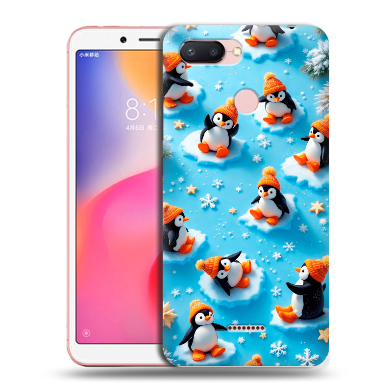 Силиконовый противоударный чехол на Xiaomi RedMi 6 с принтом Новый год Силиконовый противоударный чехол на Xiaomi RedMi 6 с принтом Новый год