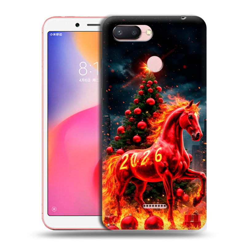 Силиконовый чехол на Xiaomi RedMi 6 с принтом Новый год Силиконовый чехол на Xiaomi RedMi 6 с принтом Новый год