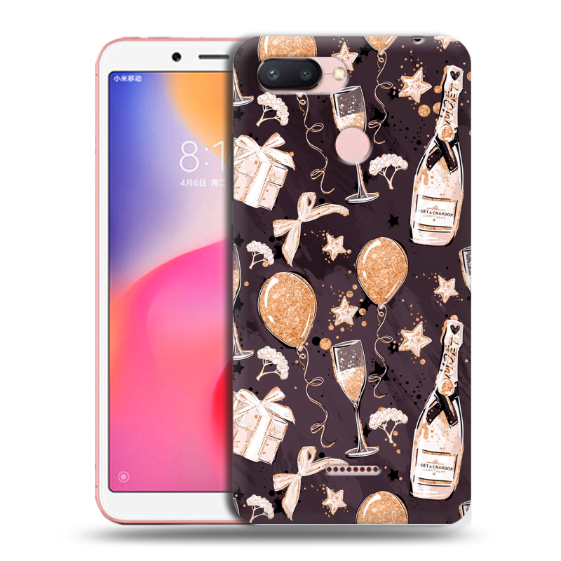 Силиконовый чехол на Xiaomi RedMi 6 с принтом Новый год Силиконовый чехол на Xiaomi RedMi 6 с принтом Новый год