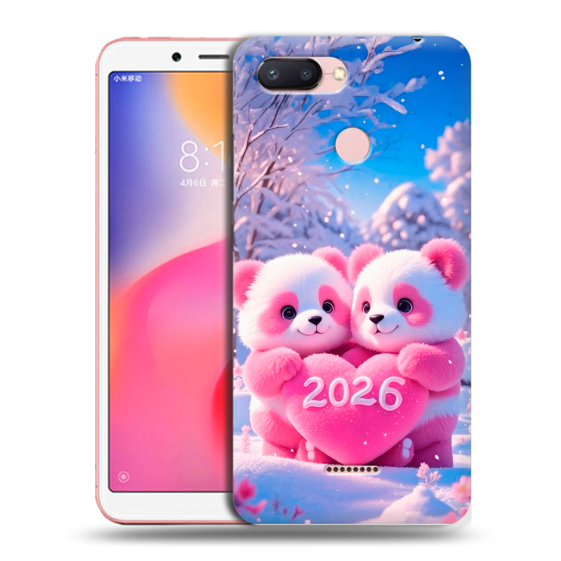 Силиконовый противоударный чехол на Xiaomi RedMi 6 с принтом Новый год Силиконовый противоударный чехол на Xiaomi RedMi 6 с принтом Новый год