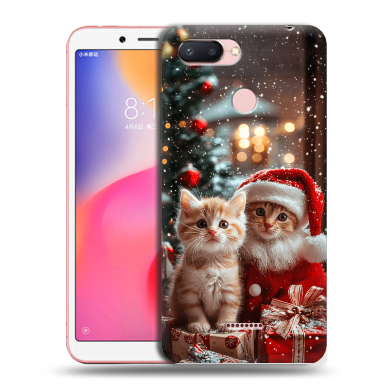 Пластиковый чехол на Xiaomi RedMi 6 с принтом Новый год Пластиковый чехол на Xiaomi RedMi 6 с принтом Новый год