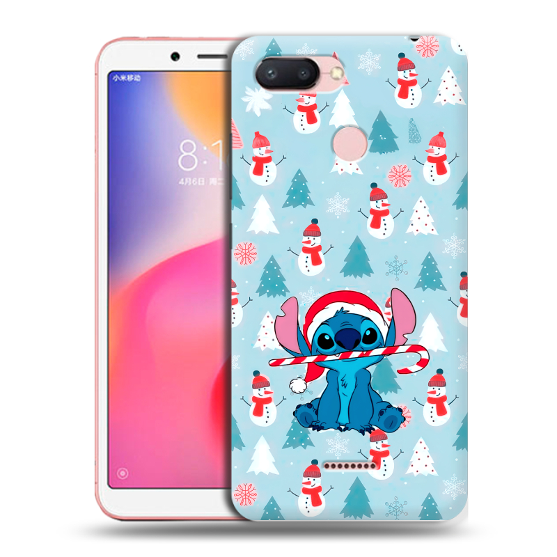 Пластиковый чехол на Xiaomi RedMi 6 с принтом Стич Новый год Пластиковый чехол на Xiaomi RedMi 6 с принтом Стич Новый год