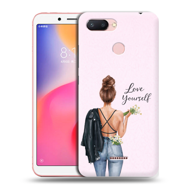 Силиконовый противоударный чехол на Xiaomi RedMi 6 с принтом женский Силиконовый противоударный чехол на Xiaomi RedMi 6 с принтом женский