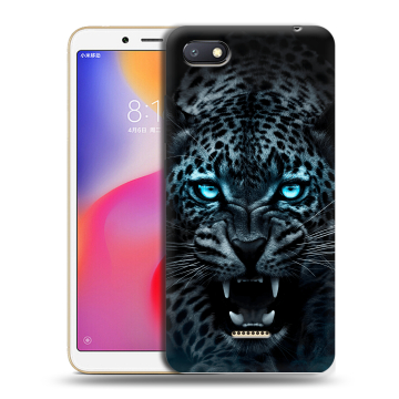 Силиконовый противоударный чехол на Xiaomi RedMi 6A с принтом Темный леопард Силиконовый противоударный чехол на Xiaomi RedMi 6A с принтом Темный леопард