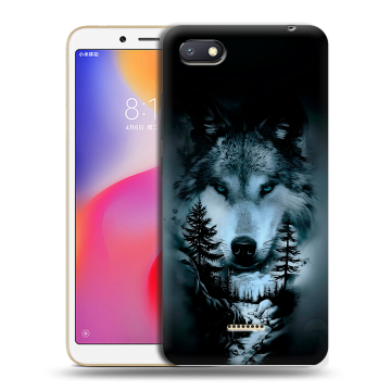 Силиконовый противоударный чехол на Xiaomi RedMi 6A с принтом Лесной волк Силиконовый противоударный чехол на Xiaomi RedMi 6A с принтом Лесной волк