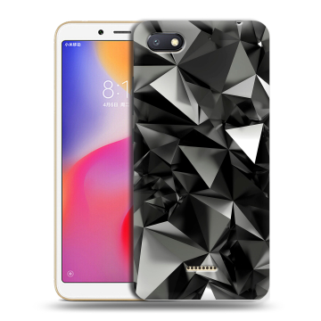 Силиконовый противоударный чехол на Xiaomi RedMi 6A с принтом Черные кристаллы Силиконовый противоударный чехол на Xiaomi RedMi 6A с принтом Черные кристаллы