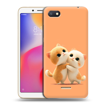 Силиконовый противоударный чехол на Xiaomi RedMi 6A с принтом Милые котики Силиконовый противоударный чехол на Xiaomi RedMi 6A с принтом Милые котики