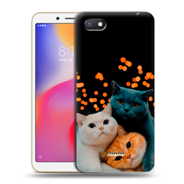 Силиконовый противоударный чехол на Xiaomi RedMi 6A с принтом Кошки Силиконовый противоударный чехол на Xiaomi RedMi 6A с принтом Кошки