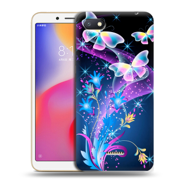 Силиконовый противоударный чехол на Xiaomi RedMi 6A с принтом Бабочки Силиконовый противоударный чехол на Xiaomi RedMi 6A с принтом Бабочки