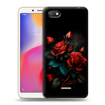 Силиконовый противоударный чехол на Xiaomi RedMi 6A с принтом Розы красные Силиконовый противоударный чехол на Xiaomi RedMi 6A с принтом Розы красные