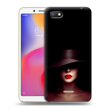 Силиконовый противоударный чехол на Xiaomi RedMi 6A с принтом Девушка в шляпе Силиконовый противоударный чехол на Xiaomi RedMi 6A с принтом Девушка в шляпе