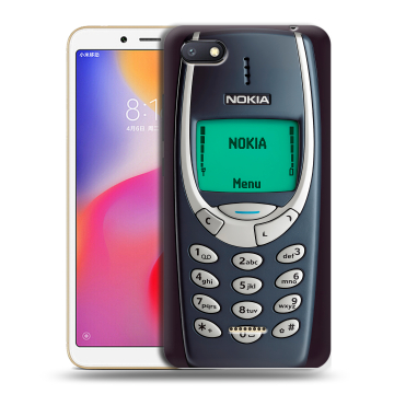 Силиконовый противоударный чехол на Xiaomi RedMi 6A с принтом Старый телефон Силиконовый противоударный чехол на Xiaomi RedMi 6A с принтом Старый телефон