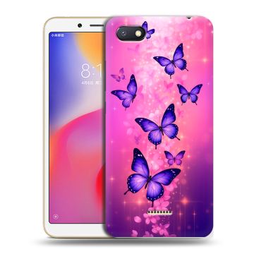 Силиконовый противоударный чехол на Xiaomi RedMi 6A с принтом Бабочки Силиконовый противоударный чехол на Xiaomi RedMi 6A с принтом Бабочки