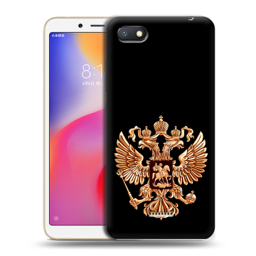 Силиконовый противоударный чехол на Xiaomi RedMi 6A с принтом Герб России золотой Силиконовый противоударный чехол на Xiaomi RedMi 6A с принтом Герб России золотой