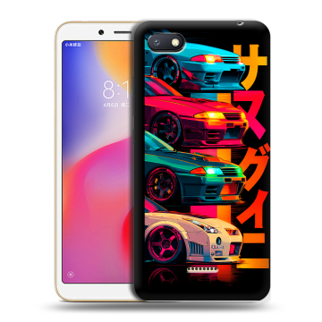 Силиконовый противоударный чехол на Xiaomi RedMi 6A с принтом Гоночные машины Силиконовый противоударный чехол на Xiaomi RedMi 6A с принтом Гоночные машины