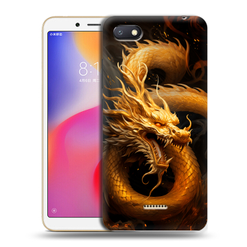 Силиконовый противоударный чехол на Xiaomi RedMi 6A с принтом Золотой дракон Силиконовый противоударный чехол на Xiaomi RedMi 6A с принтом Золотой дракон