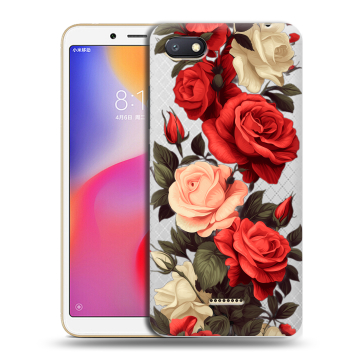 Силиконовый противоударный чехол на Xiaomi RedMi 6A с принтом Розы Силиконовый противоударный чехол на Xiaomi RedMi 6A с принтом Розы