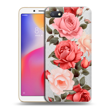 Силиконовый противоударный чехол на Xiaomi RedMi 6A с принтом Розы Силиконовый противоударный чехол на Xiaomi RedMi 6A с принтом Розы