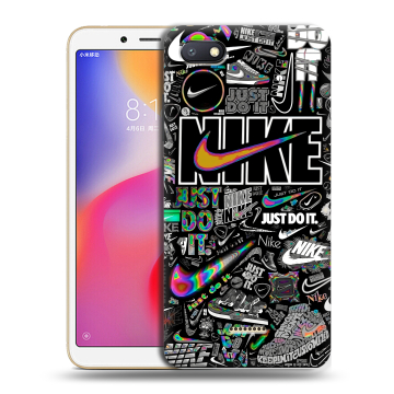 Силиконовый противоударный чехол на Xiaomi RedMi 6A с принтом Найк Силиконовый противоударный чехол на Xiaomi RedMi 6A с принтом Найк