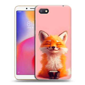 Силиконовый противоударный чехол на Xiaomi RedMi 6A с принтом милая лиса Силиконовый противоударный чехол на Xiaomi RedMi 6A с принтом милая лиса