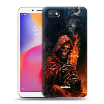 Силиконовый противоударный чехол на Xiaomi RedMi 6A с принтом Скелет и карты Силиконовый противоударный чехол на Xiaomi RedMi 6A с принтом Скелет и карты