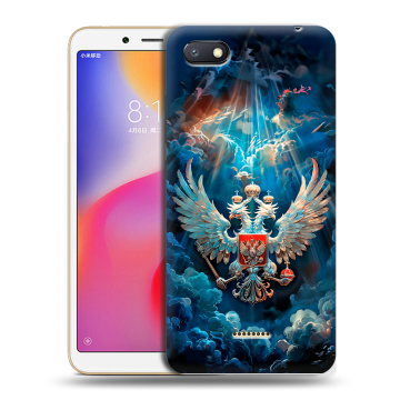 Силиконовый противоударный чехол на Xiaomi RedMi 6A с принтом Герб флаг России Силиконовый противоударный чехол на Xiaomi RedMi 6A с принтом Герб флаг России