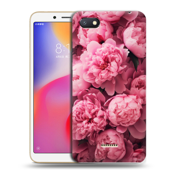 Силиконовый противоударный чехол на Xiaomi RedMi 6A с принтом цветы пионы Силиконовый противоударный чехол на Xiaomi RedMi 6A с принтом цветы пионы