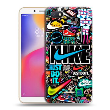 Силиконовый противоударный чехол на Xiaomi RedMi 6A с принтом найк nike черный Силиконовый противоударный чехол на Xiaomi RedMi 6A с принтом найк nike черный