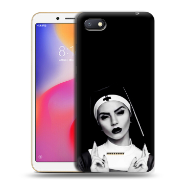 Силиконовый противоударный чехол на Xiaomi RedMi 6A с принтом монашка Силиконовый противоударный чехол на Xiaomi RedMi 6A с принтом монашка