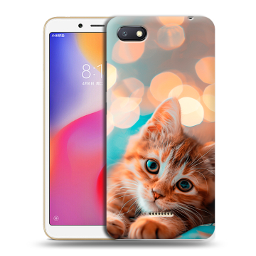 Силиконовый противоударный чехол на Xiaomi RedMi 6A с принтом котик Силиконовый противоударный чехол на Xiaomi RedMi 6A с принтом котик