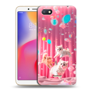 Силиконовый противоударный чехол на Xiaomi RedMi 6A с принтом милые котики Силиконовый противоударный чехол на Xiaomi RedMi 6A с принтом милые котики