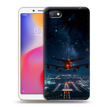 Силиконовый противоударный чехол на Xiaomi RedMi 6A с принтом самолет Силиконовый противоударный чехол на Xiaomi RedMi 6A с принтом самолет