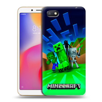 Силиконовый противоударный чехол на Xiaomi RedMi 6A с принтом Майнкрафт Силиконовый противоударный чехол на Xiaomi RedMi 6A с принтом Майнкрафт