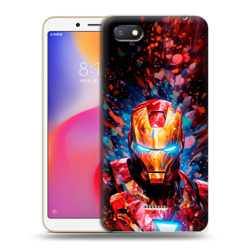 Силиконовый противоударный чехол на Xiaomi RedMi 6A с принтом Железный человек Ironman Силиконовый противоударный чехол на Xiaomi RedMi 6A с принтом Железный человек Ironman