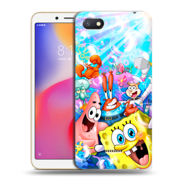 Силиконовый противоударный чехол на Xiaomi RedMi 6A с принтом спанчбоб спанч боб Силиконовый противоударный чехол на Xiaomi RedMi 6A с принтом спанчбоб спанч боб