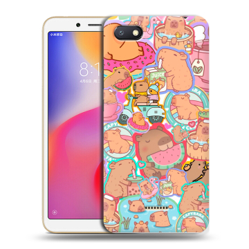 Силиконовый противоударный чехол на Xiaomi RedMi 6A с принтом капибары Силиконовый противоударный чехол на Xiaomi RedMi 6A с принтом капибары