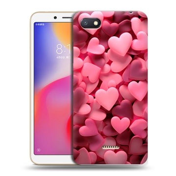 Силиконовый противоударный чехол на Xiaomi RedMi 6A с принтом розовые сердечки Силиконовый противоударный чехол на Xiaomi RedMi 6A с принтом розовые сердечки