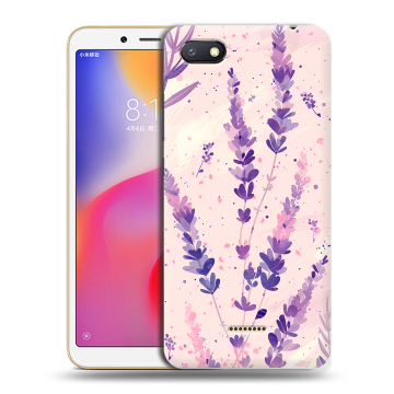 Силиконовый противоударный чехол на Xiaomi RedMi 6A с принтом цветы лаванда Силиконовый противоударный чехол на Xiaomi RedMi 6A с принтом цветы лаванда