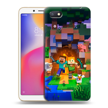 Силиконовый противоударный чехол на Xiaomi RedMi 6A с принтом Майнкрафт Minecraft Силиконовый противоударный чехол на Xiaomi RedMi 6A с принтом Майнкрафт Minecraft