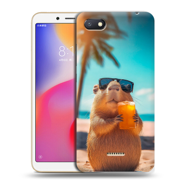 Силиконовый противоударный чехол на Xiaomi RedMi 6A с принтом Капибара Силиконовый противоударный чехол на Xiaomi RedMi 6A с принтом Капибара