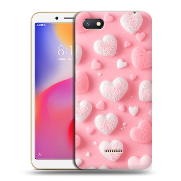 Силиконовый противоударный чехол на Xiaomi RedMi 6A с принтом Сердечки Силиконовый противоударный чехол на Xiaomi RedMi 6A с принтом Сердечки