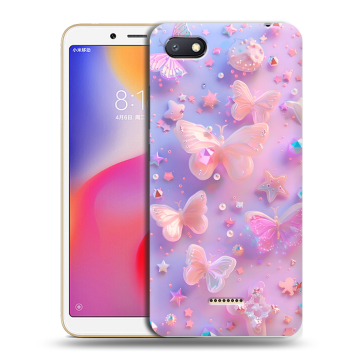 Силиконовый противоударный чехол на Xiaomi RedMi 6A с принтом Бабочки Силиконовый противоударный чехол на Xiaomi RedMi 6A с принтом Бабочки