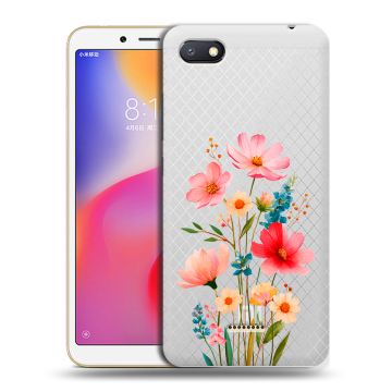 Силиконовый противоударный чехол на Xiaomi RedMi 6A с принтом Цветы Силиконовый противоударный чехол на Xiaomi RedMi 6A с принтом Цветы