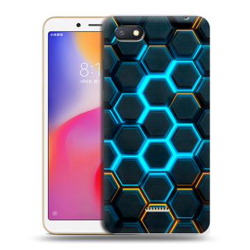 Силиконовый противоударный чехол на Xiaomi RedMi 6A с принтом Неоновые соты Силиконовый противоударный чехол на Xiaomi RedMi 6A с принтом Неоновые соты