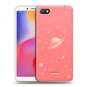 Силиконовый противоударный чехол на Xiaomi RedMi 6A с принтом Розовый космос Силиконовый противоударный чехол на Xiaomi RedMi 6A с принтом Розовый космос