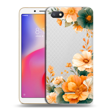 Силиконовый противоударный чехол на Xiaomi RedMi 6A с принтом Цветы принт Силиконовый противоударный чехол на Xiaomi RedMi 6A с принтом Цветы принт