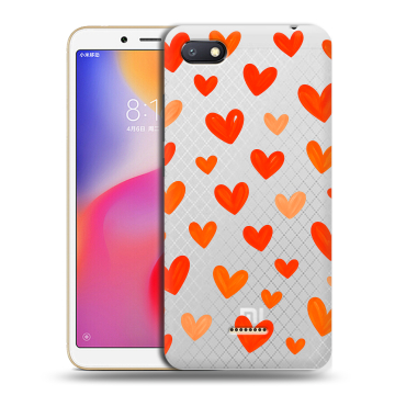 Силиконовый противоударный чехол на Xiaomi RedMi 6A с принтом Сердечки Силиконовый противоударный чехол на Xiaomi RedMi 6A с принтом Сердечки
