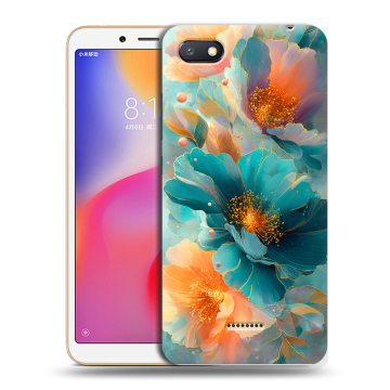 Силиконовый противоударный чехол на Xiaomi RedMi 6A с принтом Цветы Силиконовый противоударный чехол на Xiaomi RedMi 6A с принтом Цветы