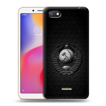 Силиконовый противоударный чехол на Xiaomi RedMi 6A с принтом Герб Флаг СССР Силиконовый противоударный чехол на Xiaomi RedMi 6A с принтом Герб Флаг СССР