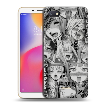 Силиконовый противоударный чехол на Xiaomi RedMi 6A с принтом Ahegao Ахегао Аниме Силиконовый противоударный чехол на Xiaomi RedMi 6A с принтом Ahegao Ахегао Аниме